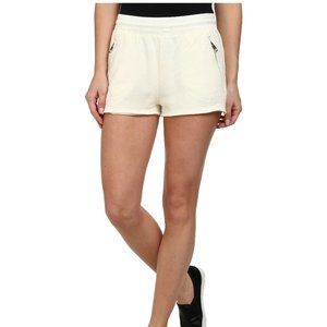 Diesel women's XXS cotton zipper pocket ivory "S-AVY" raw hem 'sweatpant' shorts